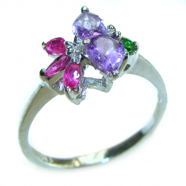 Eliza 0.9 carat African Amethyst Sapphire .925 Sterling Silver Handcrafted Ring size 6 3/4