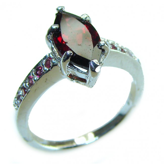 Blooming Rose 2.5 carat Authentic Garnet Sapphire .925 Sterling Silver handcrafted Ring size 6