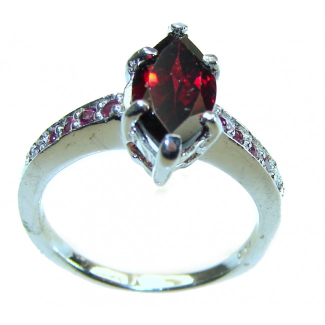 Blooming Rose 2.5 carat Authentic Garnet Sapphire .925 Sterling Silver handcrafted Ring size 6