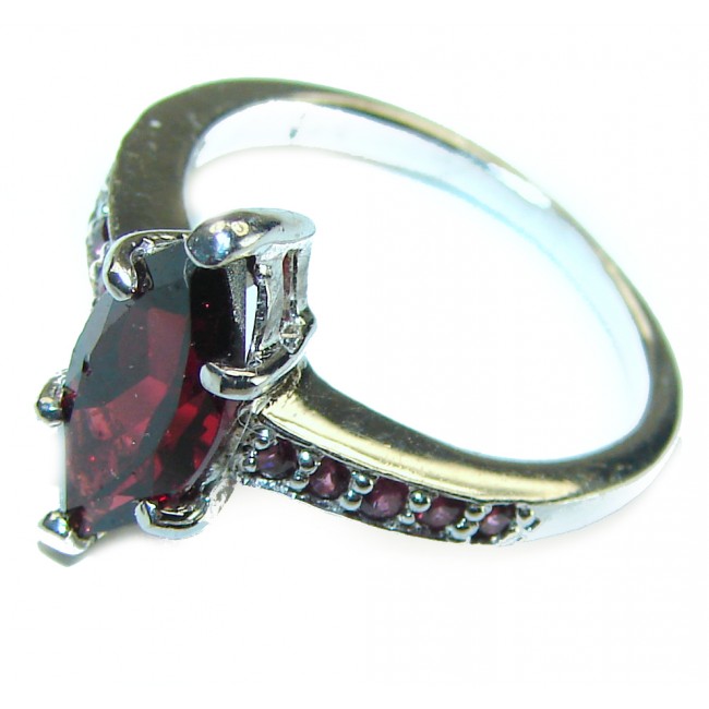 Blooming Rose 2.5 carat Authentic Garnet Sapphire .925 Sterling Silver handcrafted Ring size 6