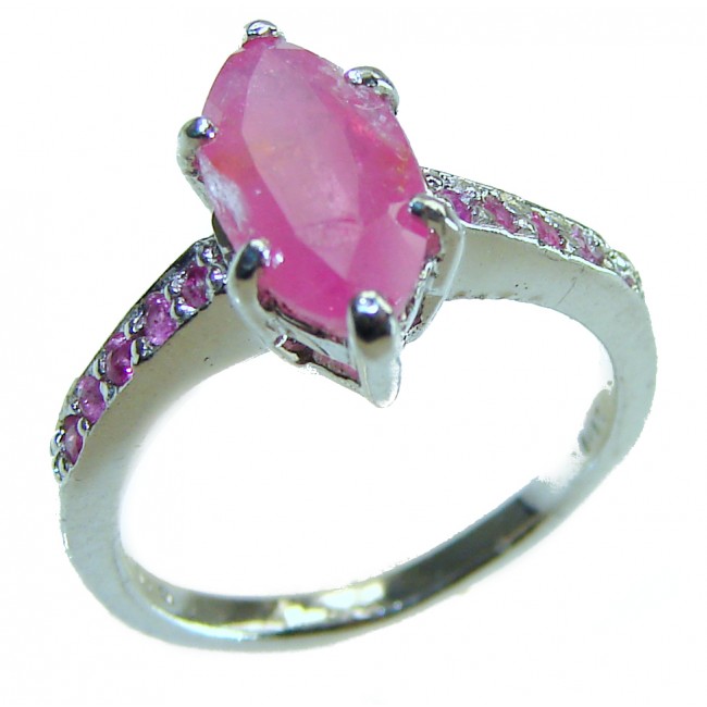 Red Brilliance 2.6 carat Ruby .925 Silver handcrafted Cocktail Ring s. 6