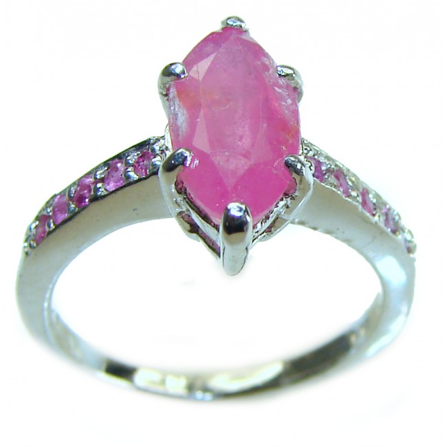 Red Brilliance 2.6 carat Ruby .925 Silver handcrafted Cocktail Ring s. 6