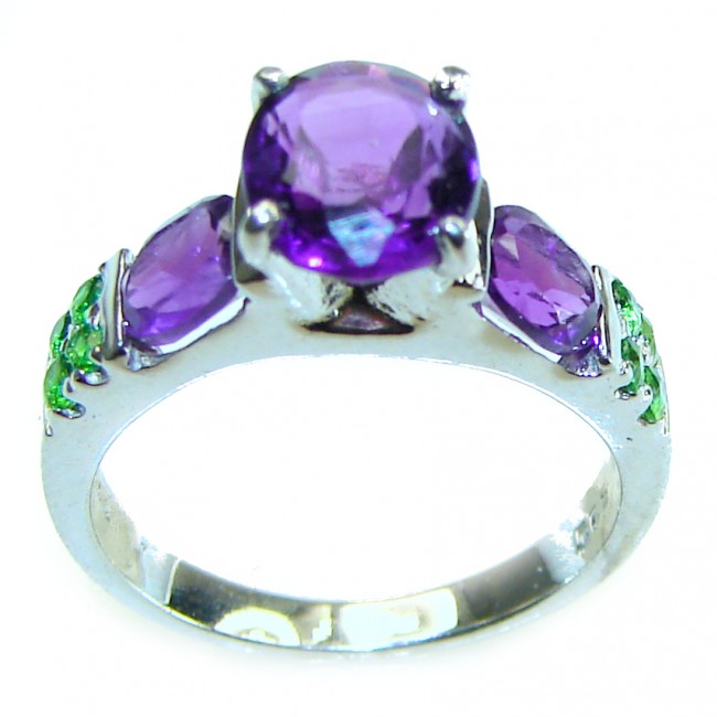 Stephani 0.9 carat African Amethyst Sapphire .925 Sterling Silver Handcrafted Ring size 5