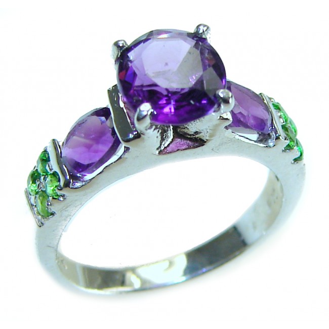 Stephani 0.9 carat African Amethyst Sapphire .925 Sterling Silver Handcrafted Ring size 5