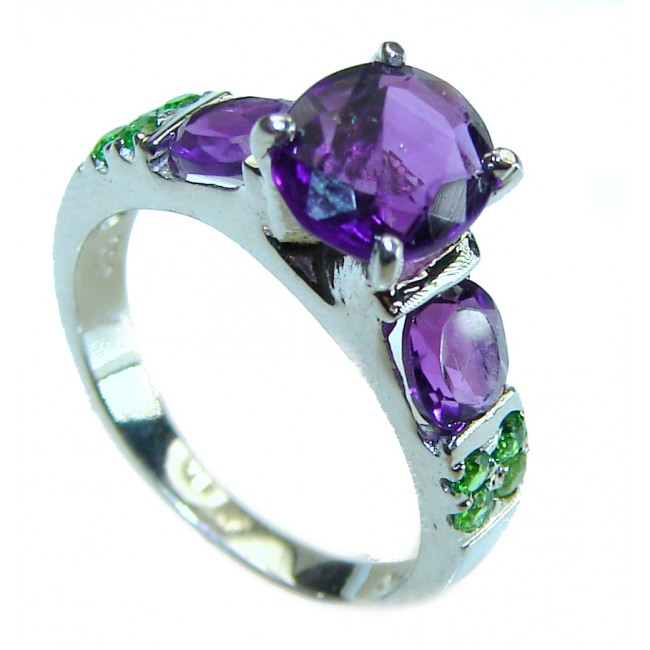 Stephani 0.9 carat African Amethyst Sapphire .925 Sterling Silver Handcrafted Ring size 5