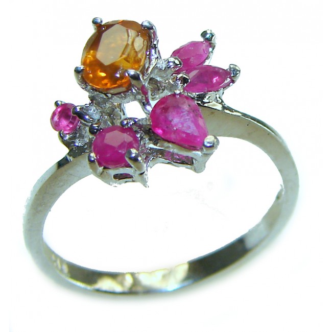 Carmen 0.5 carat Orange Sapphire Ruby .925 Sterling Silver Handcrafted Ring size 6