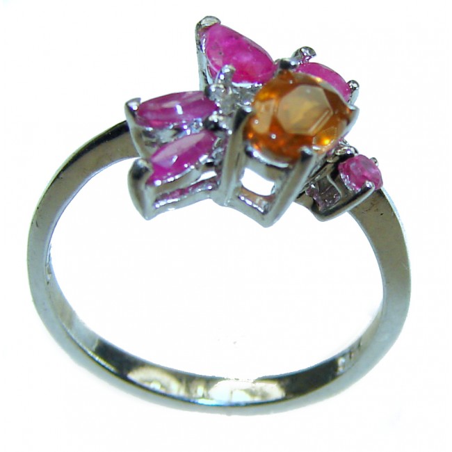 Carmen 0.5 carat Orange Sapphire Ruby .925 Sterling Silver Handcrafted Ring size 6