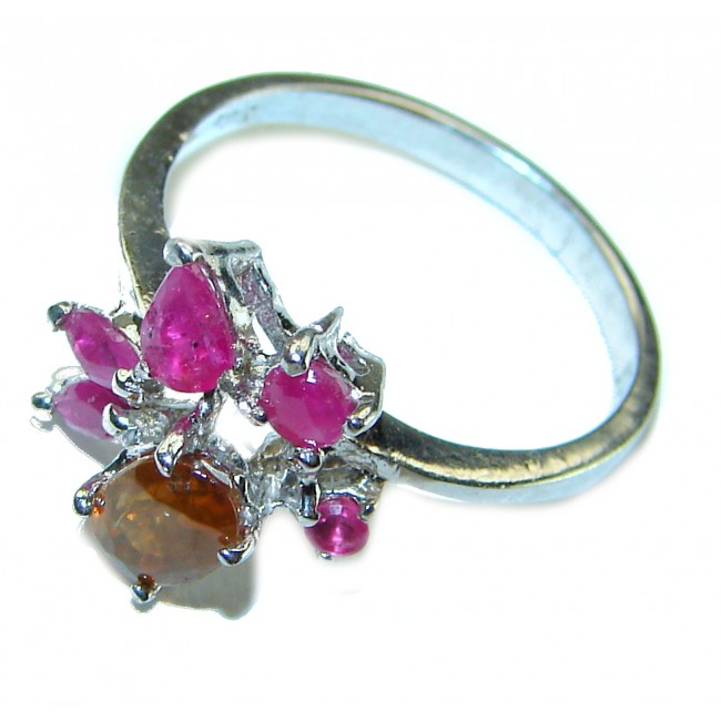 Carmen 0.5 carat Orange Sapphire Ruby .925 Sterling Silver Handcrafted Ring size 6