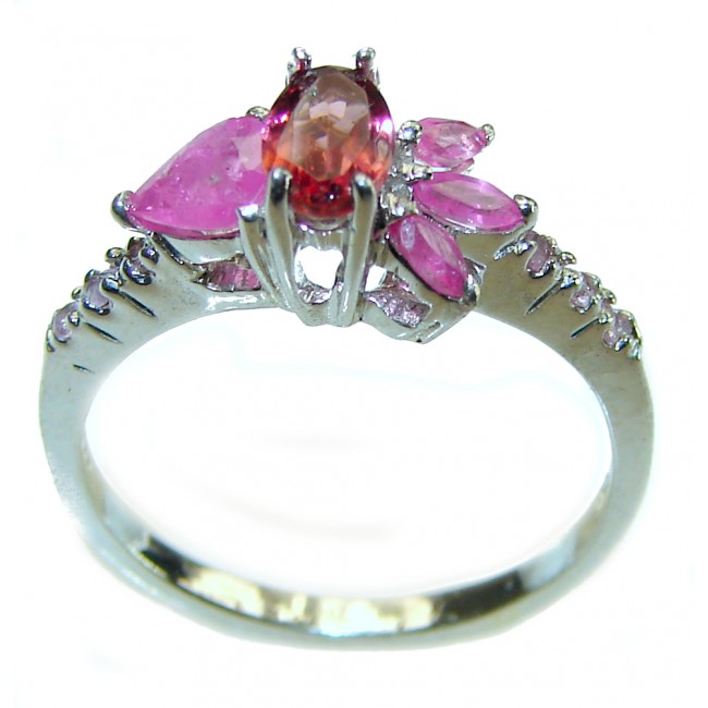 Red Brilliance 0.8 carat Ruby .925 Silver handcrafted Cocktail Ring s. 7 1/4