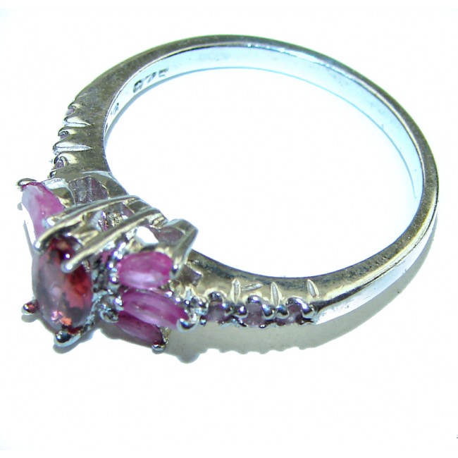 Red Brilliance 0.8 carat Ruby .925 Silver handcrafted Cocktail Ring s. 7 1/4