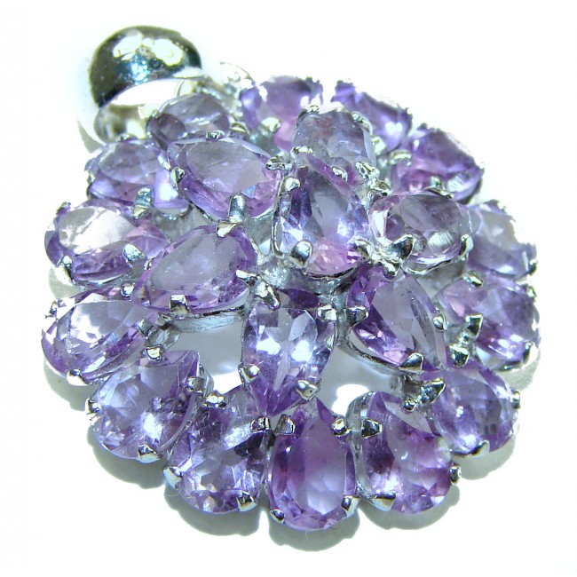 Magic Flower 14.2 carat natural African Amethyst .925 Sterling Silver handcrafted Pendant