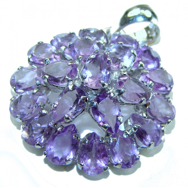 Magic Flower 14.2 carat natural African Amethyst .925 Sterling Silver handcrafted Pendant