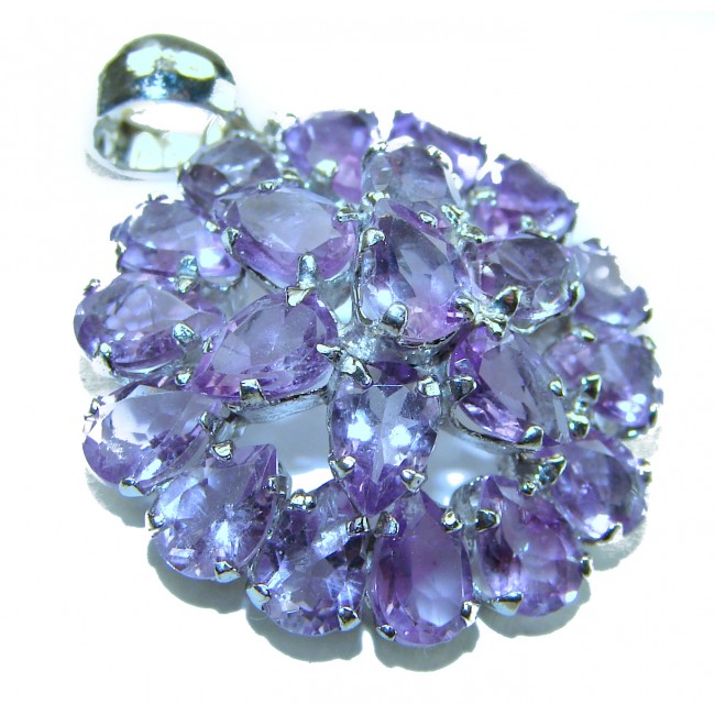 Magic Flower 14.2 carat natural African Amethyst .925 Sterling Silver handcrafted Pendant