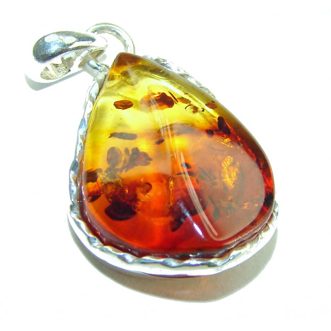 Honay Drop authentic Baltic Amber .925 Sterling Silver handmade Pendant