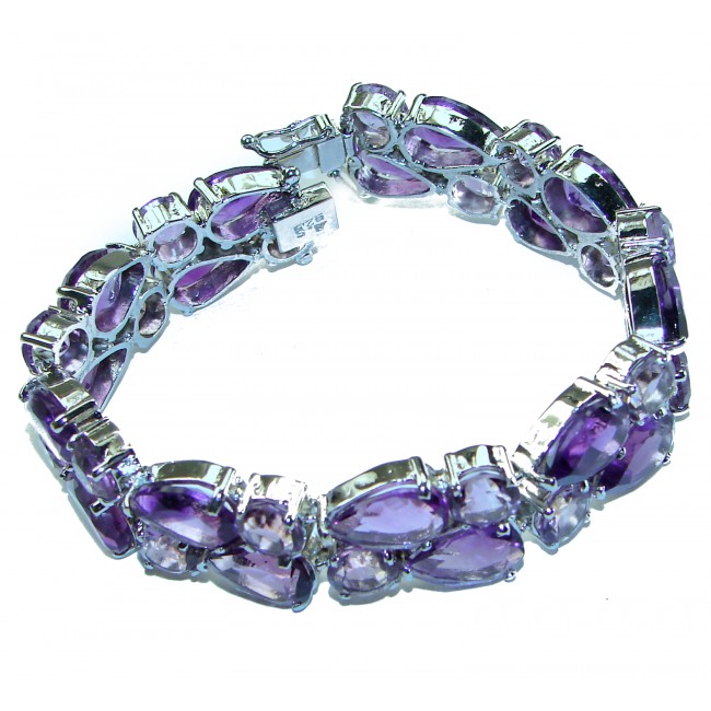 Purple Beauty authentic 65.5 CARAT Amethyst .925 Sterling Silver handcrafted Bracelet