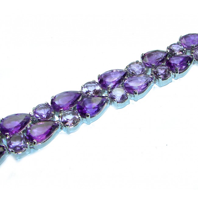 Purple Beauty authentic 65.5 CARAT Amethyst .925 Sterling Silver handcrafted Bracelet