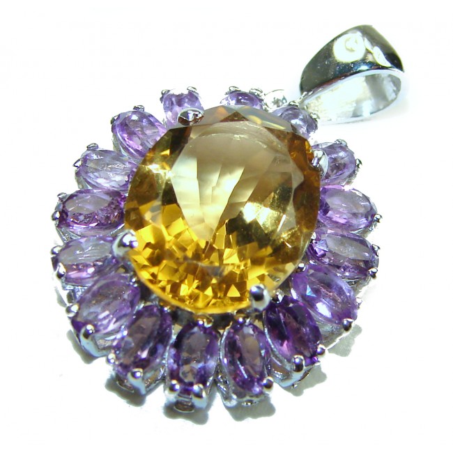 Spectacular 10.5 carat Champagne Topaz Amethyst .925 Sterling Silver handmade Pendant