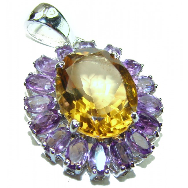 Spectacular 10.5 carat Champagne Topaz Amethyst .925 Sterling Silver handmade Pendant