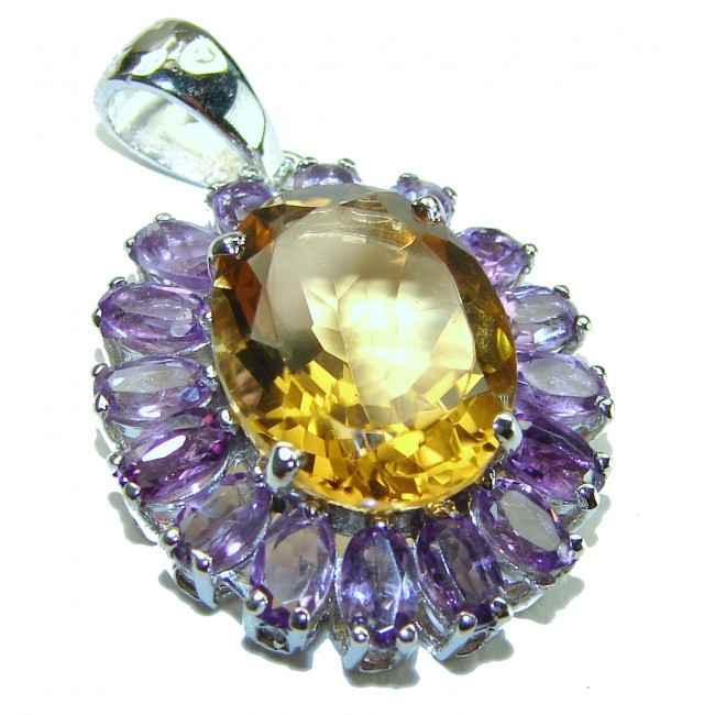 Spectacular 10.5 carat Champagne Topaz Amethyst .925 Sterling Silver handmade Pendant