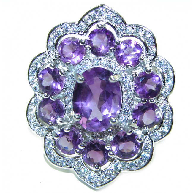 Blooming Love 11.8 carat Amethyst .925 Sterling Silver Handcrafted Ring size 6 1/4