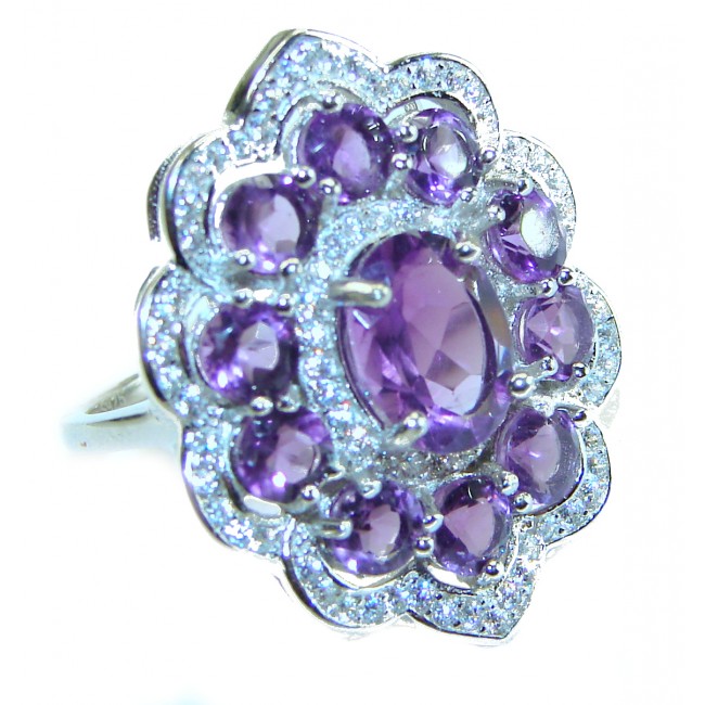 Blooming Love 11.8 carat Amethyst .925 Sterling Silver Handcrafted Ring size 6 1/4