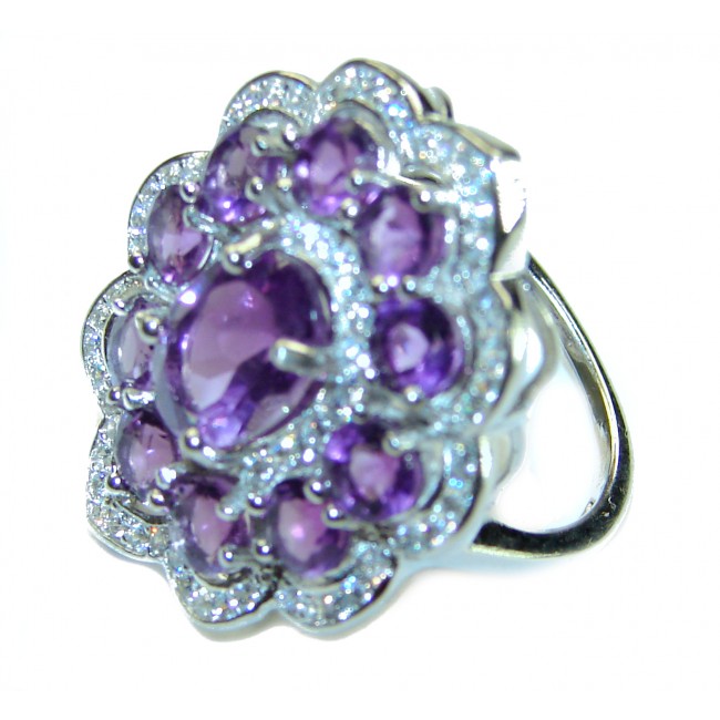 Blooming Love 11.8 carat Amethyst .925 Sterling Silver Handcrafted Ring size 6 1/4