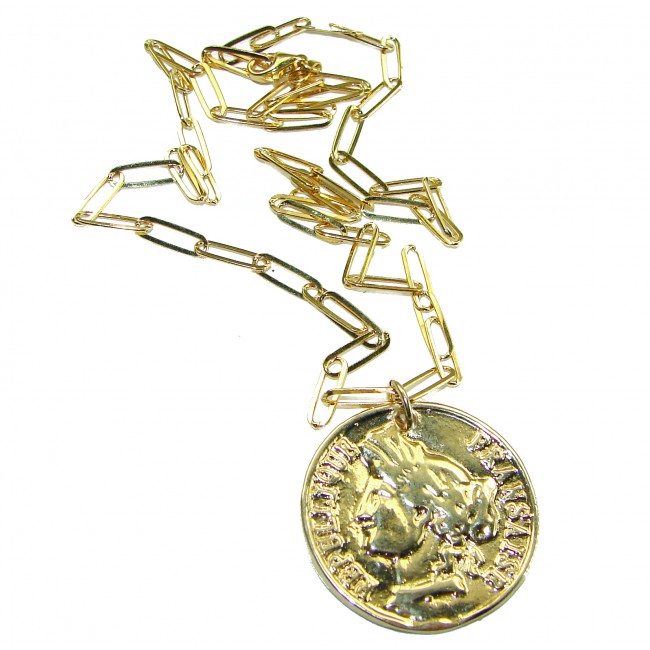 Vintage Style Coin .925 Sterling silver and plated with 14K Gold handcrafted necklace