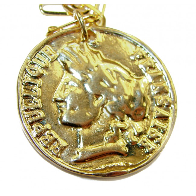 Vintage Style Coin .925 Sterling silver and plated with 14K Gold handcrafted necklace