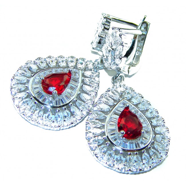 Red Brilliance 5.5 carat Ruby .925 Silver handcrafted Earrings