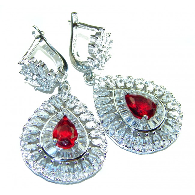 Red Brilliance 5.5 carat Ruby .925 Silver handcrafted Earrings