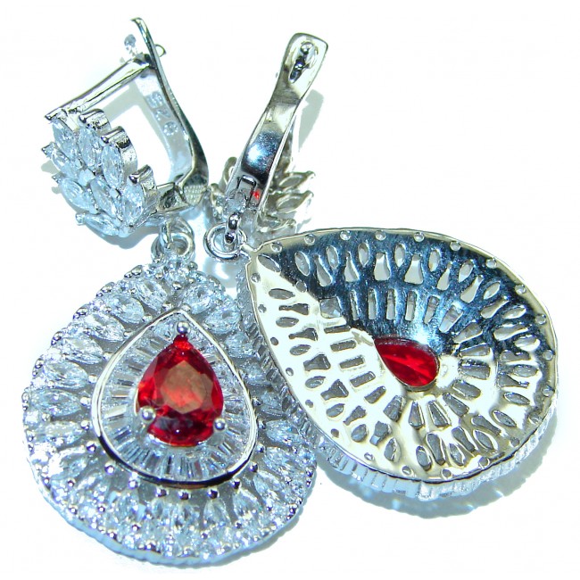 Red Brilliance 5.5 carat Ruby .925 Silver handcrafted Earrings