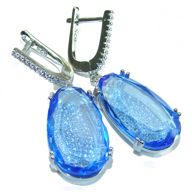 Eau Pure 12.5 carat Swiss Blue Topaz .925 Sterling Silver Handcrafted Earrings