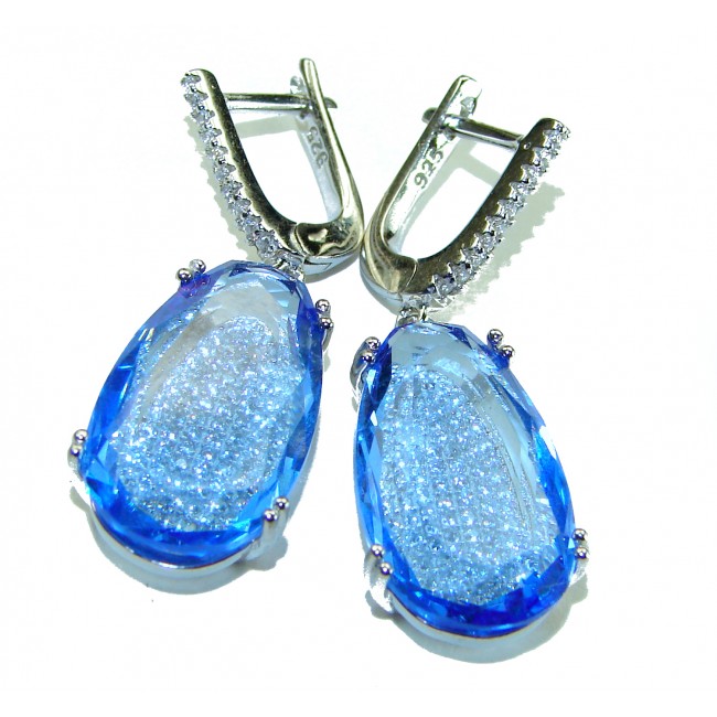 Eau Pure 12.5 carat Swiss Blue Topaz .925 Sterling Silver Handcrafted Earrings