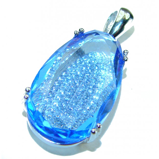 Eau Pure 11.5 carat Swiss Blue Topaz .925 Sterling Silver handmade Pendant