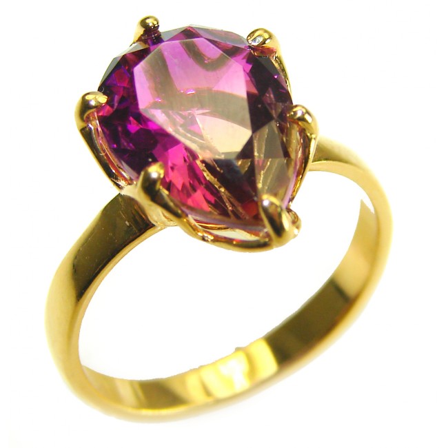 7.8 carat Brazilian Pink Tourmaline 14K Gold over .925 Sterling Silver Perfectly handcrafted Ring s. 8 1/4