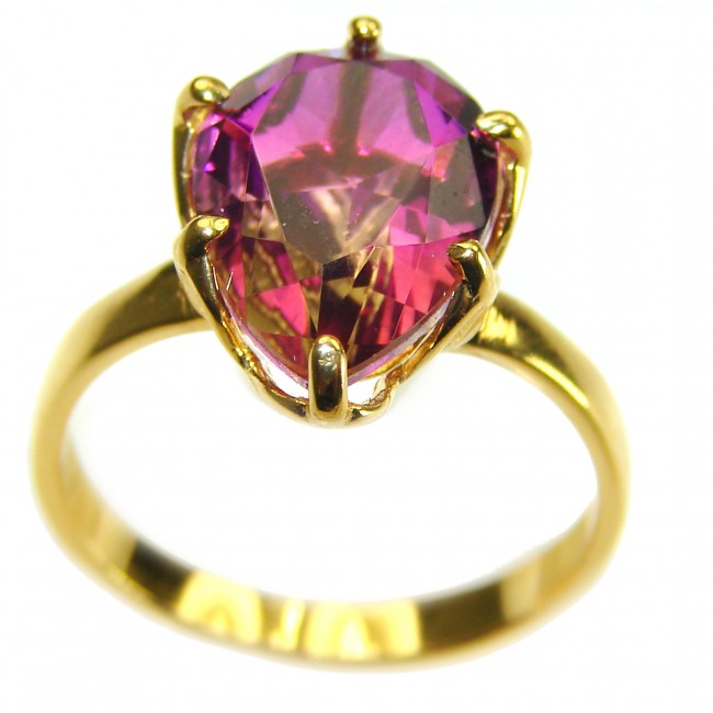 7.8 carat Brazilian Pink Tourmaline 14K Gold over .925 Sterling Silver Perfectly handcrafted Ring s. 8 1/4