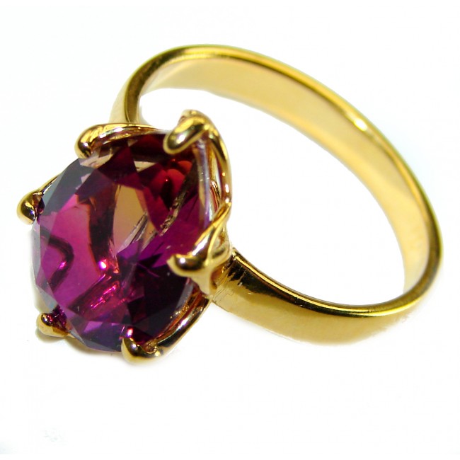 7.8 carat Brazilian Pink Tourmaline 14K Gold over .925 Sterling Silver Perfectly handcrafted Ring s. 8 1/4