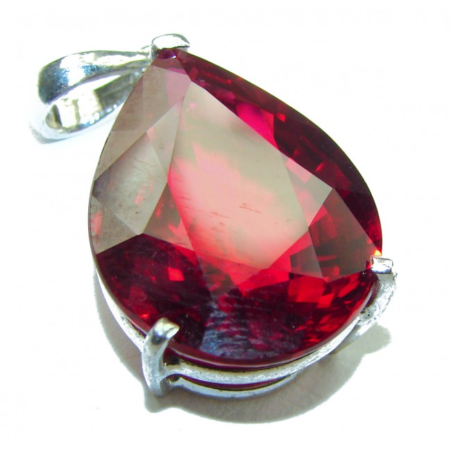 Red Magma Drop 17.5 carat Red Topaz .925 Sterling Silver handmade pendant