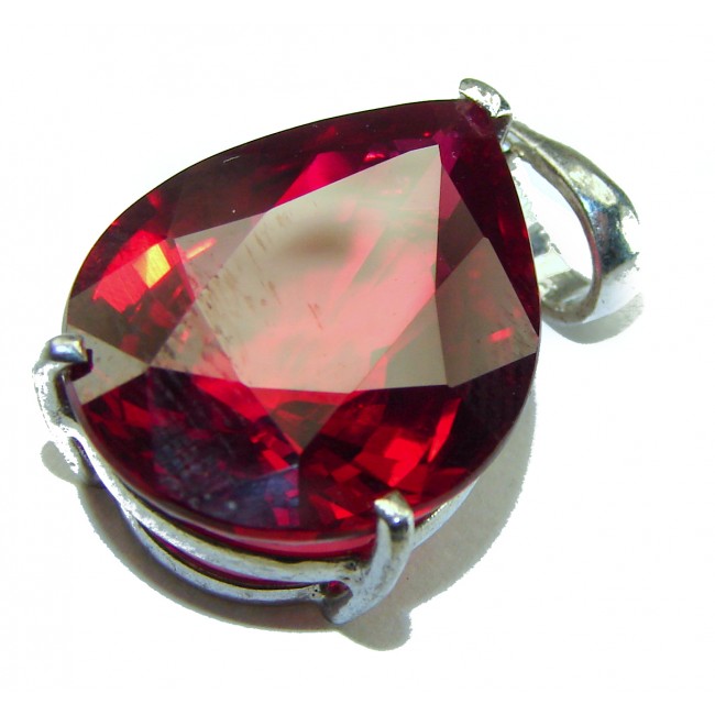 Red Magma Drop 17.5 carat Red Topaz .925 Sterling Silver handmade pendant