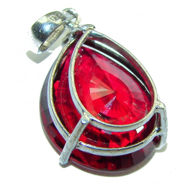 Red Magma Drop 17.5 carat Red Topaz .925 Sterling Silver handmade pendant