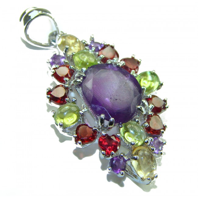 Vintage Design 11.6 carat Amethyst .925 Sterling Silver handcrafted Pendant