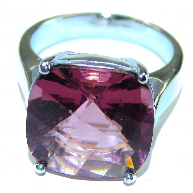 28.5 carat Raspberry Topaz .925 Sterling Silver Handcrafted Large Ring size 8