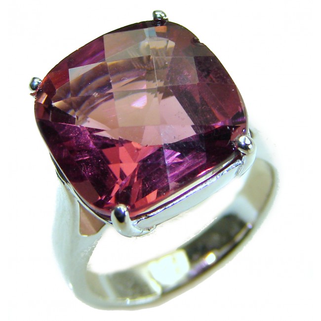 28.5 carat Raspberry Topaz .925 Sterling Silver Handcrafted Large Ring size 8