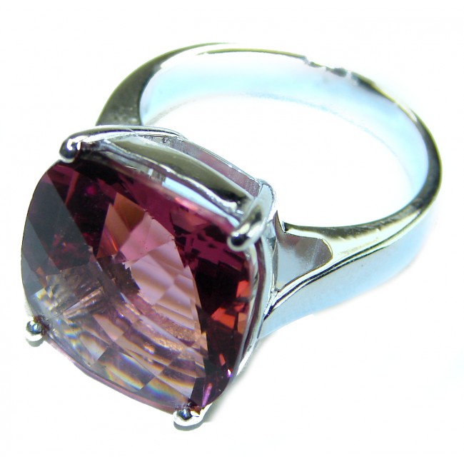 28.5 carat Raspberry Topaz .925 Sterling Silver Handcrafted Large Ring size 8