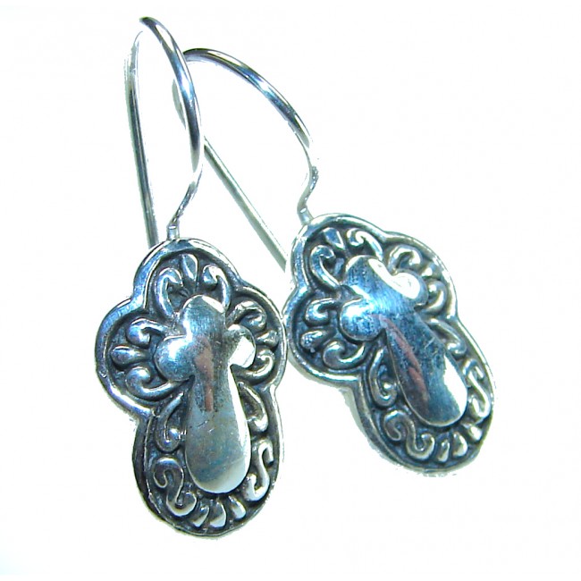 Holly Cross .925 Sterling Silver Bali handmade earrings