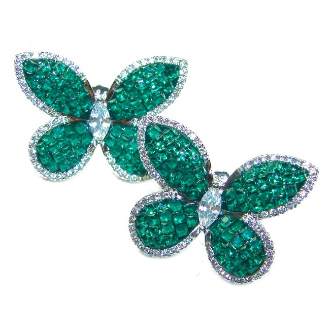 Incredible Butterflies genuine Emerald .925 Sterling Silver handcrafted Earrings