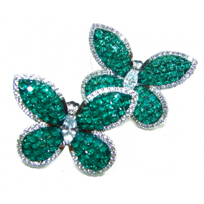 Incredible Butterflies genuine Emerald .925 Sterling Silver handcrafted Earrings