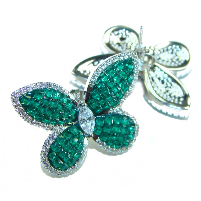 Incredible Butterflies genuine Emerald .925 Sterling Silver handcrafted Earrings