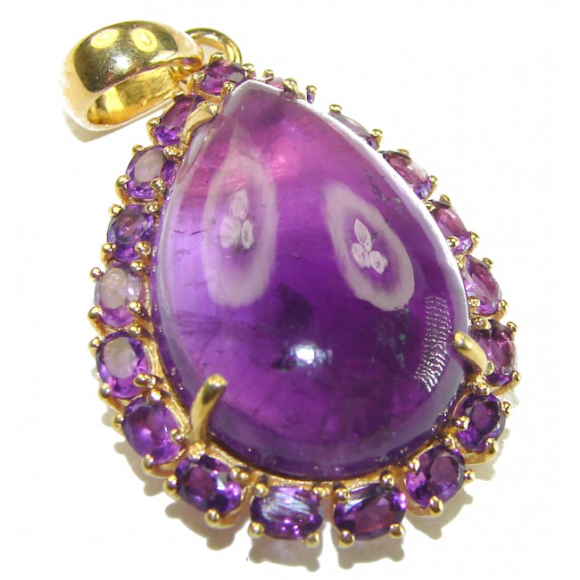 Vintage style 27.2 carat natural Amethyst 14K Gold over .925 Sterling Silver handcrafted Pendant