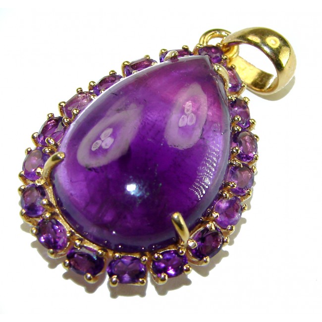 Vintage style 27.2 carat natural Amethyst 14K Gold over .925 Sterling Silver handcrafted Pendant